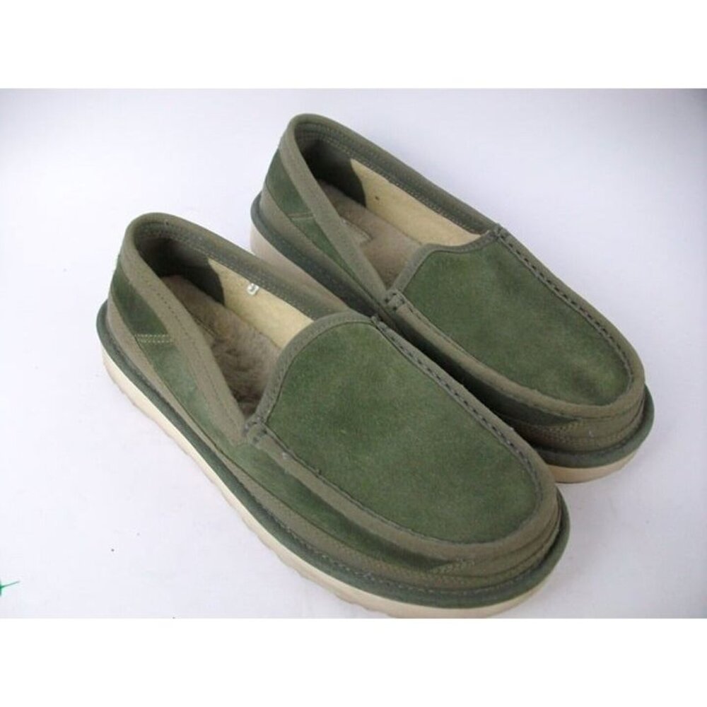 Men UGG Australia Suede/ Sheepskin Dex Loafers Mens Size 9.5 Green